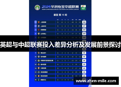 英超与中超联赛投入差异分析及发展前景探讨